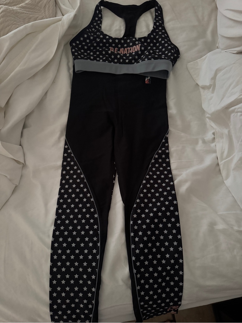 P.E Nation Black Star-Print leggings and sports bra set size small